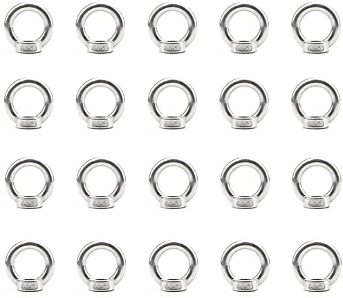 Edelstahl 20 Stück Ringmutter Heben Ringmuttern Augenmuttern Silber Ringmuttern Ringförmige Innengewinde Ringmutter Stark Polierte Augenmutter Prak Ringmutter Für Seilmontage Hebezubehör, Silber (M6)