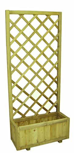 Briconess.com Pannello in Legno grigliato con fioriera portavaso 75X180 cm Forest