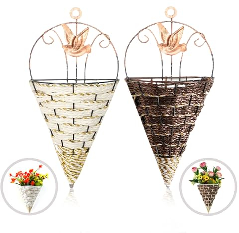 Suuwwn Hanging Planter Basket,2Pcs Hanging Plant Pots Indoor Garden Wall Planters for Indoor Plants Plant Basket Hanging Planter Hanging Baskets Outdoor for Indoor Outdoor Garden Balcony Decoration