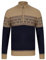 Kensington Eastside Men's Remedy Quarter Zip Fairisle Knit Funnel Neck Jumper Camel
