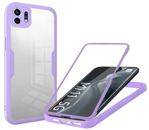 Haygdz Funda para Xiaomi Mi 11, 360 Grados Antigolpes Carcasa Capa Doble Case con Transparente Protector Pantalla Anti-Golpes Case Xiaomi Mi 11 (Morado)