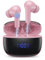 Cuffie Bluetooth, Auricolari Bluetooth 5.3 Cuffie Wireless In Ear con 4 ENC Mics Stereo HiFi, Cuffie Senza Fili Cancellazione Rumore Cuffiette Bluetooth IP7 Impermeabili Earbuds LED Display-Rosa