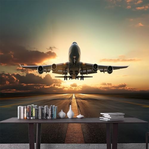 Fototapete 3D Effekt Flugzeug Vlies Industrielle Ästhetik - Fototapeten Tapeten für Wohnzimmer Schlafzimmer Kinderzimmer Vliestapete Wandtapete Tapete 200 x 140 cm