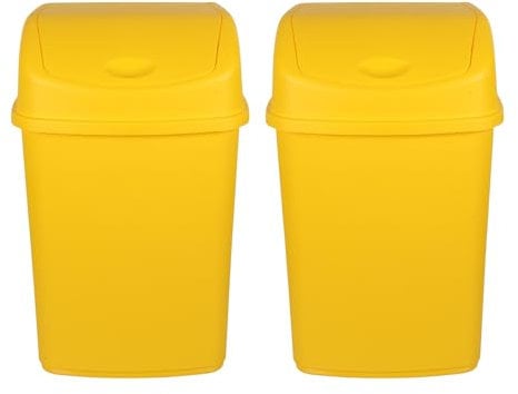 Jolie Max Set of 2 55L Extra Large Recycling Bins with Swing Lid – Durable Plastic Dustbin for Waste Management, Home & Office Use – Easy to Clean, 110L Total Capacity (YELLOW)