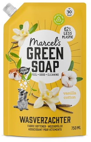 Marcel's Green Soap - Recharge d'adoucissant Vanille & Fleur de Cerisier - Assouplissant refill - Vegan - Formule sans microplastiques - 30 lavages - 750ml