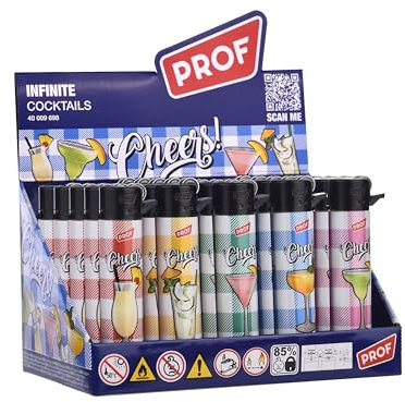 Pack de 25 Mecheros Redondos Recargables con Piedra Reemplazable Exclusivo EN DISPAU (Coctails)