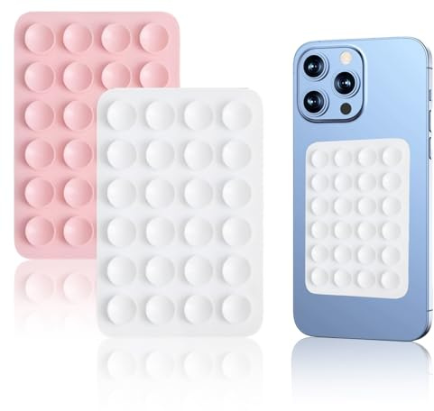 2er Pack Universeller Saugnapf-Handyhalter – Für iPhone, Samsung & mehr – Selbstklebend, Anti-Rutsch, Freihändig für Selfies, Videos & Navi im Auto – Inkl. Spiegelhalterung für Bad (pink，weiß)