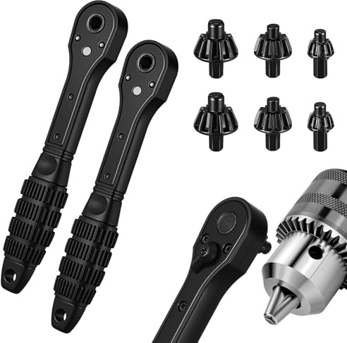 Otoolling 2pcs 2 in 1 Drill Chuck Ratchet Spanner 2025 Universal Chuck Key Replacement Tool 2 in 1 Ratchet Drill Key Wrench Compatible with Most Electric Drills and Power Tools