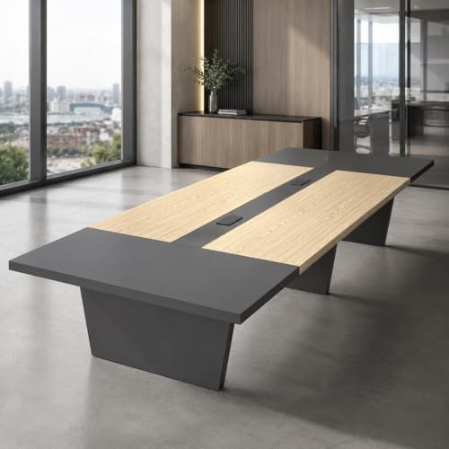 Laxodor 350cm/137.8 Conference Table Seats 10-15, Boardroom Meeting Table | Meeting Table for 8-15 People, Modern Rectangular Office Desk for Training Room & Executive Boardroom