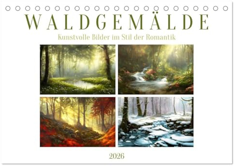Waldgemälde (Tischkalender 2026 DIN A5 quer), CALVENDO Monatskalender: Kunstvolle Bilder im Stil der Romantik (CALVENDO Natur)