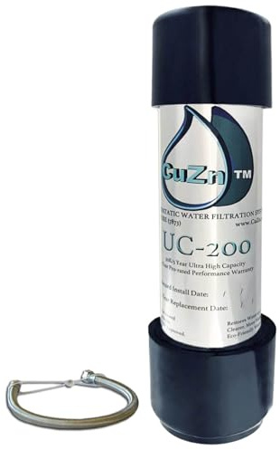 CuZn Under Sink Water Filter for Sink Faucet, 5 Year Filter Life, NSF/ANSI 42 & 372 Certified, Reduces PFAs, PFOS, Lead, Chlorine, Inline Faucet Connection, Improves Tap Water Taste