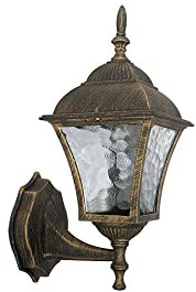 Licht-Erlebnisse Außen Wandlampe Antik Gold Alu Glas H:36cm Laterne IP43 E27 TOSCANA Wegbeleuchtung Garten Haus Balkon