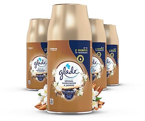Glade Automatic Air Freshener Refills, Room Spray & Odour Eliminator, Sandalwood & Jasmine, Pack of 4 (4 x 269 ml)