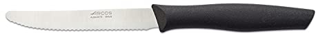 Arcos Serie Nova - Cuchillo Mesa - Hoja Serrada de Acero Inoxidable de 110 mm - Mango de Polipropileno Color negro