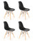 M1C - Pack 4 Sillas de Comedor DINAMARCA - Madera de Haya (Color Negro)