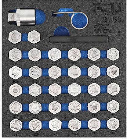 BGS 9469 | Insert de servante d'atelier 1/6 : Jeu d’outils de réglage pour Mercedes-Benz | 35 pièces