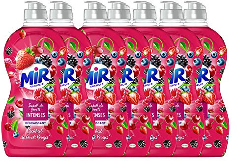 Mir Vaisselle Secrets Intenses – Liquide Vaisselle – Cocktail de Fruits Rouges – Lot de 7 x 500mL