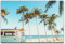 120x80cm Leinwandbild Van Bus mit Surfbrett am Strand mit Palmen Leinwand auf Holzrahmen