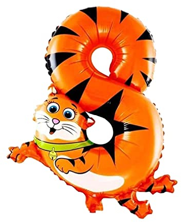 Folienballon Zahl 40 cm im Tier-Design für Luftbefüllung - für Geburtstag Hochzeit Party - Ballon im Zahlen-Design Jubiläum Geschenk Luftballon Zahlenballon riesen Nummer Deko Kinder Deko (Zahl 8)
