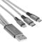 Callstel 3in1-Schnellladekabel: Micro-USB, USB Typ C & Lightning, Textil, 30 cm