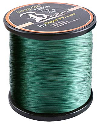 LSHEL Geflochtene Angelschnur 8fach 1000m PE Super Starke Geflochtene Schnüre, Dunkelgrün, 0.4# 0.10mm/4.5kg/10lb