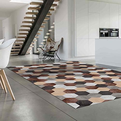 CREARREDA Teppich Vinyl Wohnzimmerteppich Vinyl-Bodenschutz 100% Made in Italy, mit ungiftiger Tinte, flammhemmend und wasserabweisend