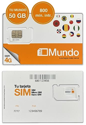 ORANGE SPAIN - Prepaid SIM Card (Tu Mundo) 27 GB in Spain, 800 national and international minutes, 7.5 GB for Roaming in Europe, Online Activation, 4G Speed