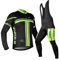 INBIKE Completo Ciclismo Uomo Invernale Maglia Manica Lunga Tuta Ciclismo Giacca Bici Pantaloni con Bretelle in Gel 3D Abbigliamneto Ciclismo(M,Maglia&Salopette)