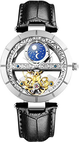 rorios Damen Uhren Automatikuhr Mechanische Uhren Leuchtend Uhr mit Leder Armband Mode wasserdichte Damenuhren