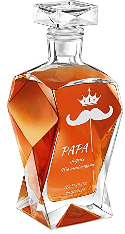 Maverton Décanteur à Whisky gravé, Carafe en verre, Cadeau pour chaque homme - avec personnalisation - Papa