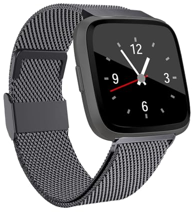Coholl Ersatzarmband Kompatibel mit Fitbit Versa Armband/Fitbit Versa 2 Armband,Edelstahl Handgelenk Metall Ersatz Ersatzband Armbänder,Damen Herren Klein Schwarz