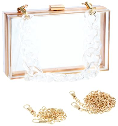 Evevictor Durchsichtige Geldbörse, Acryl Box Clutch Tasche, transparente Crossbody Umhängetasche, Abendhandtasche für Frauen, Transparent
