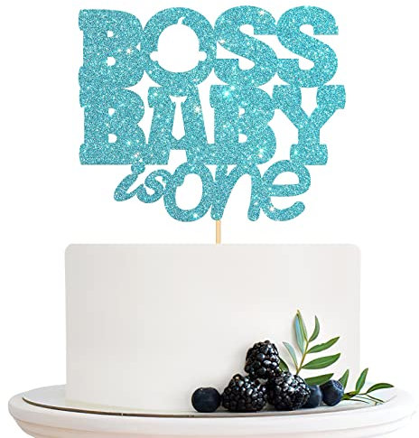 Halodete Boss Boy Cake Topper, Sky Blue, 1-Piece, Baby 1st Birthday, Gender Reveal