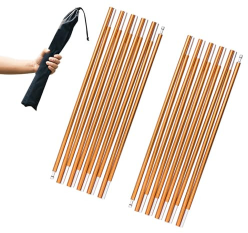 JEELAD Zeltstange Aluminium Stange Ersatz Zeltstange Stützstange Markisenstangen Kit für Outdoor Camping Wandern (3,3 m, A - Gold)