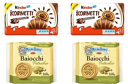 Zeus Party - Kinder Kornetti Croissant al Cioccolato e Baiocchi al Pistacchio Biscotti Mulino Bianco