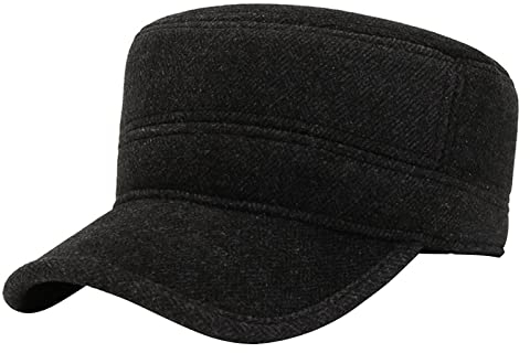 YJZQ Baseball Cap Winter Baseballmütze Ohrenklappen Flatcap Herren Wintercap mit Ohrenschutz Verstellbar Baseballcap Warme Wollcap für Männer Herren