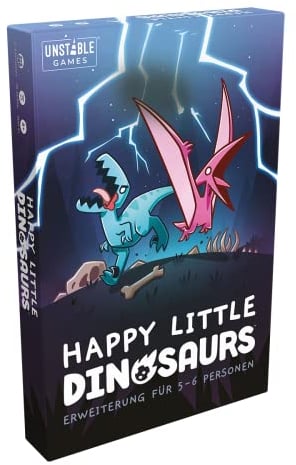 Unstable Games, Happy Little Dinosaurs - Erweiterung für 5-6 Personen, Partyspiel, Kartenspiel, 2-6 Spieler, Ab 8+ Jahren, 30-60 Minuten, Deutsch, Mehrfarbig, Bunt
