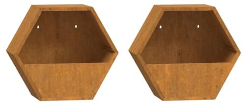 vidaXL Jardinières Murales 2 pcs, Bacs à Fleurs Suspendus, Pots de Plantes, Décorations de Jardin Terrasse Patio Balcon, Rouillé Acier Corten