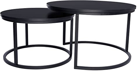 Loftique Couchtisch Rund Schwarz - The Berliner - Holz und Metall - Couchtische 2er Set