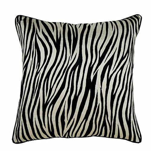 The HomeCentric Dekorative Wurfkissenbezug Schwarz 2 Stück, 40x40 cm Tier bedruckter Samt Samt Schwarz, Handgefertigter Kissenbezug Samt - Zebra Crossing
