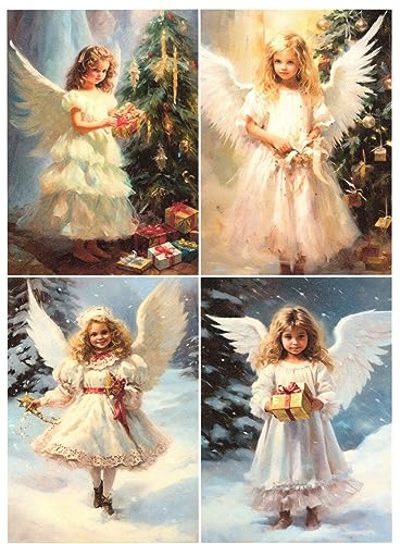 Josys Bastelmärchen Reispapier A4 Strohseide Decoupage Serviertentechnik Weihnachten Engel RE3892