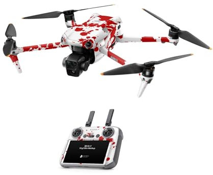 Skins4u Skin Sticker Set kompatibel mit DJI Air 3 Skins Drohnen Aufkleber RC2 Controller, Akku Wrap Schutzfolie Zubehör (Blood)
