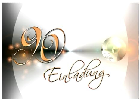 DigitalOase 2 Einladungskarten 90. Geburtstag MIT INNENTEXT Geburtstagskarten 2 Klappkarten 2 Kuverts Format DIN A6#YANG