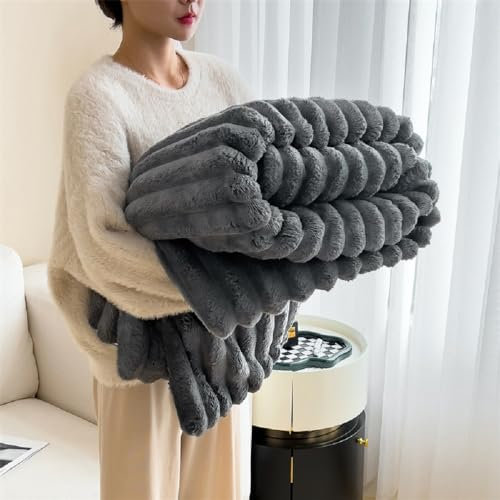 Luofanfei Wohndecke Grau Dunkelgrau Tagesdecke Schlafzimmer Plüsch Fleece Decke Sofaüberwurf Modern Natürlich Tiere Muster Sofa überwurf 180x200 cm