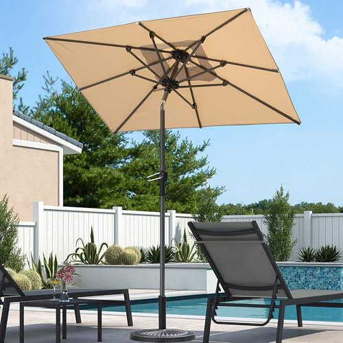 PURPLE LEAF Parasol de Jardin Exterieur inclinable 120 x 180 cm Rectangulaire Parasols en Aluminium Toile Protection UV pour Balcon Terrasse Patio, Beige