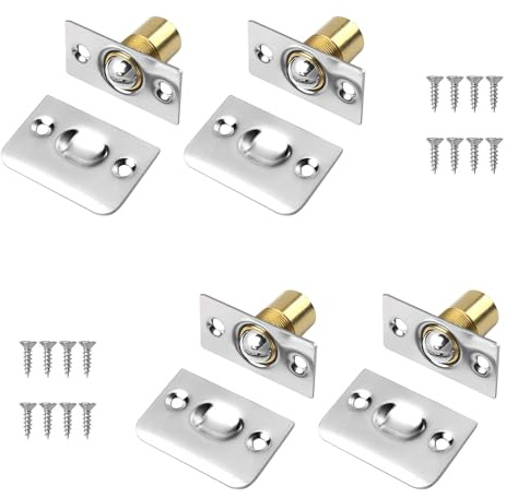 Spring Loaded Ball Catch for Top of Door 4 Pack - Adjustable Silent Closet & French Door Latch Hardware| Noiseless Cabinet Door Latch Replacement Fits Pantry/KTV/Furniture