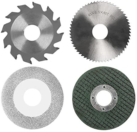 Sunydog Kettensägeblatt-Set, 4-teilig, enthält 2,5 Zoll Durchmesser 63 mm Harz-Sägeblatt & Durchmesser 60 mm Schmirgel-Sägeblatt & 2,5 Zoll Durchmesser 63 mm HSS-Sägeblatt & 2,5 Zoll Durchmesser