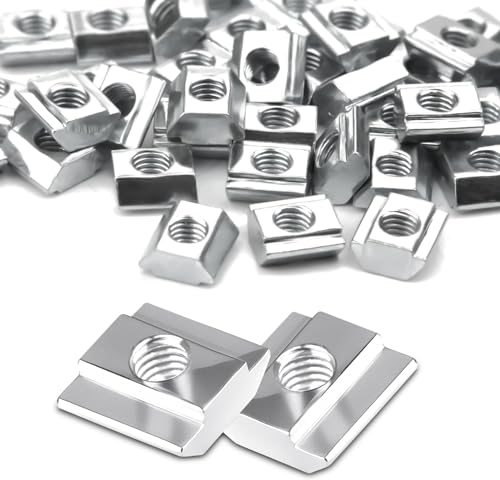 Ziamzra 80 Stück Nutensteine M5 Nutsteine 20-Serie T Nut Schiene M5 Nutenstein Kohlenstoffstahl Gleitmuttern Schwer 6-Typ B Schiebemuttern M5 für Aluprofil Extrusionsschlitz