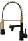 Warmiehomy Professional Kitchen Tap,High Arc Kitchen Taps with Pull Out Sprayer,360° Swivel Double Spouts Spring 1 Hole Sink Taps Mixer for Kitchen,Black&Gold