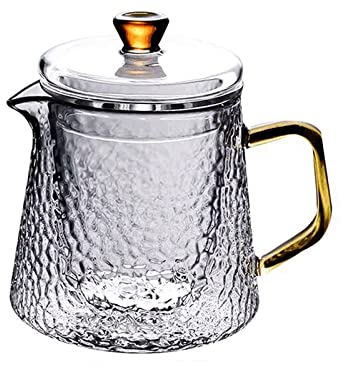 Tetera de vidrio de borosilicato transparente con colador Infusor de acero inoxidable 304, juego de tetera cuadrada resistente al calor para café